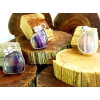 Silver Plated Gemstone Pendant FLUORITE
