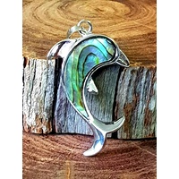 Silver Plated Dolphin Pendant with Paua Shell