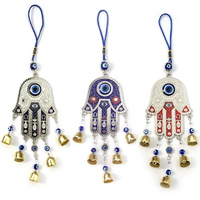 Wind Chime EVIL EYE  Hand Of Fatima WHITE/BLUE