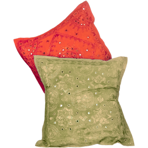 Cushion Cover Boho BLOCK COLOUR Mirrorwork