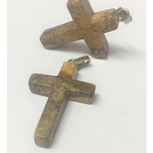 Cross Pendant 25mm PICTURE JASPER