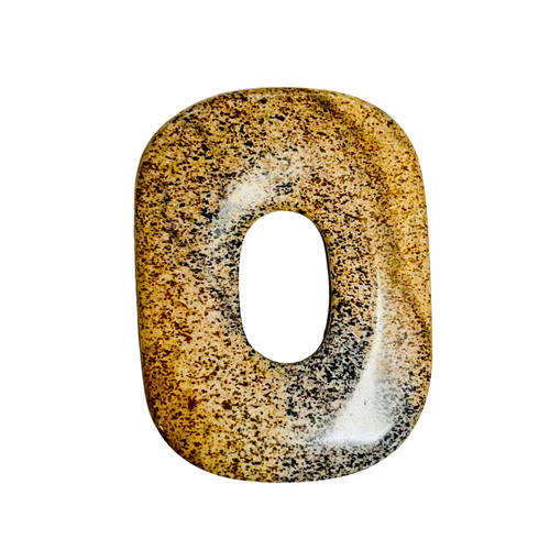 Crystal Pendant Rectangular Donut PICTURE JASPER 30x40mm