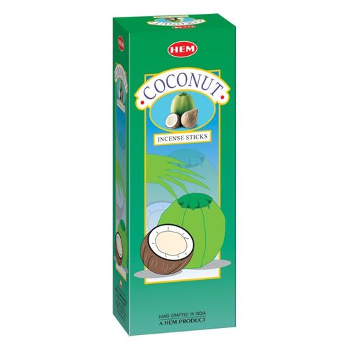 HEM Incense Hex COCONUT 20 stick BOX of 6 Packets