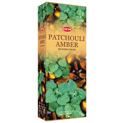 HEM Incense Hex PATCHOULI AMBER 20 stick BOX of 6 Packets