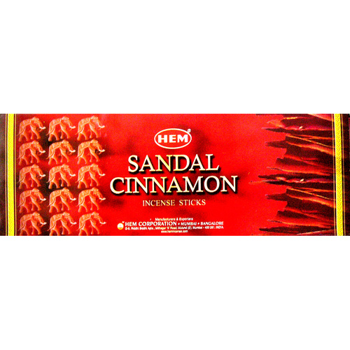 HEM Incense Hex SANDAL CINNAMON 20 stick BOX of 6 Packets