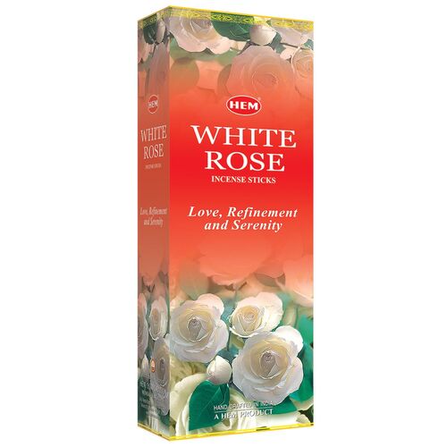 HEM Incense Hex WHITE ROSE 20 stick BOX of 6 Packets