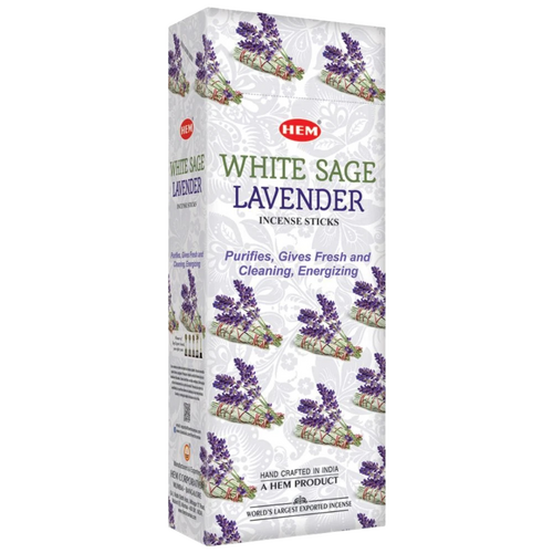 HEM Incense Hex WHITE SAGE LAVENDER 20 stick BOX of 6 Packets