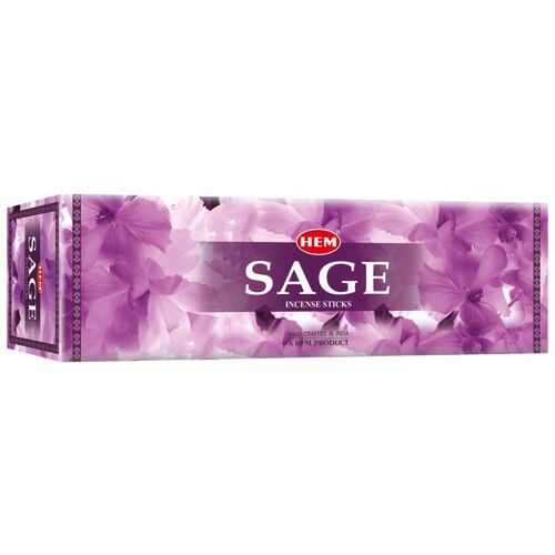 HEM Incense Square SAGE 8 stick BOX of 25 Packets