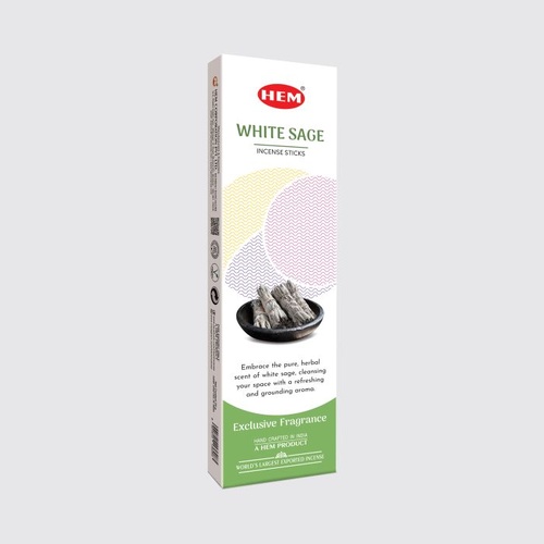 HEM Incense Tall WHITE SAGE 25g Box of 12 Packets