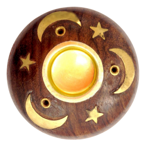 INCENSE & CONE HOLDER Wooden BABY ROUND STAR AND MOON