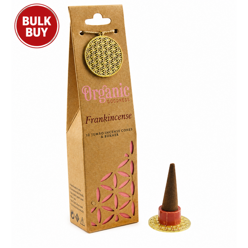 ORGANIC Goodness Incense Cones FRANKINCENSE with Holder BOX of 12 Packets