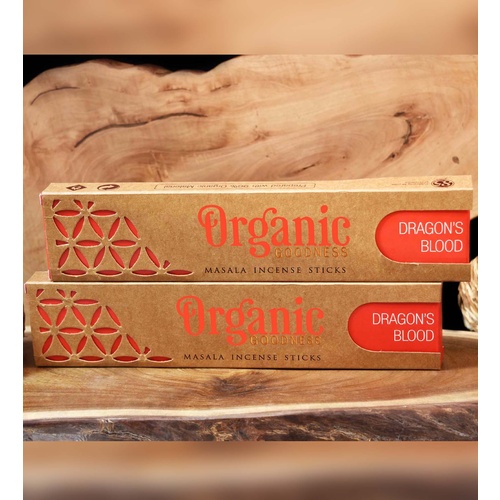 ORGANIC Goodness Masala Incense DRAGON'S BLOOD 15g BOX of 12 Packets