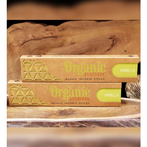 ORGANIC Goodness Masala Incense VANILLA 15g BOX of 12 Packets