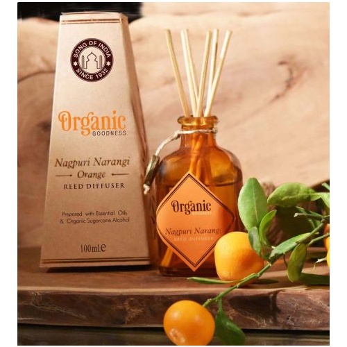 ORGANIC Goodness Reed Room Diffuser ORANGE NAGPURI NAGANGI in Amber Glass Jar