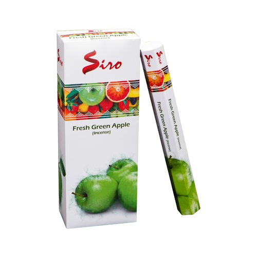 Siro Incense Hex FRESH GREEN APPLE 20 stick BOX of 6 Packets