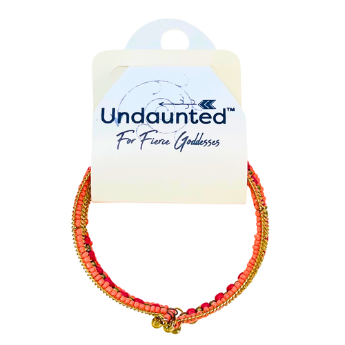 Undaunted DELILAH Cuff Beaded Bracelet ORANGE/RED
