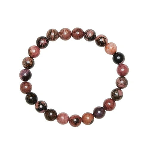 Crystal Bead Bracelet BLACK LACE RHODONITE 8mm Medium