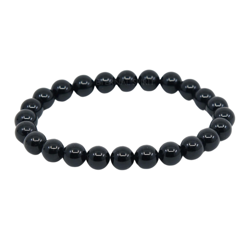 Crystal Bead Bracelet BLACK OBSIDIAN 6mm X Small
