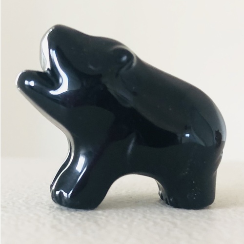 Carved Crystal Hippo BLACK ONYX 40mm