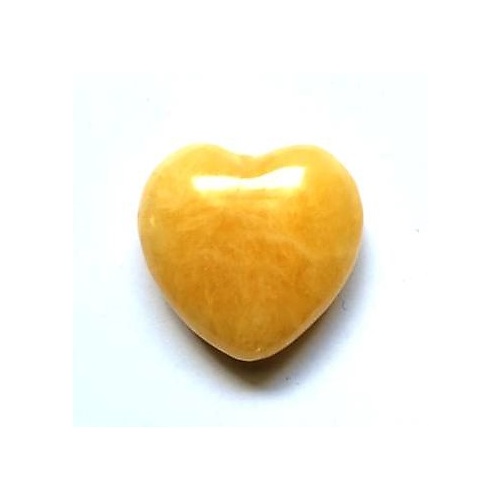 Carved Crystal PUFF HEART Aventurine Yellow 40mm