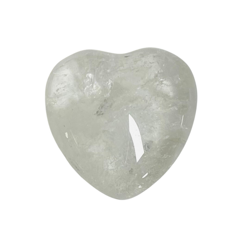 Carved Crystal PUFF HEART Clear Quartz 30mm