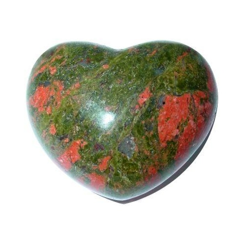 Carved Crystal PUFF HEART Unakite 45mm