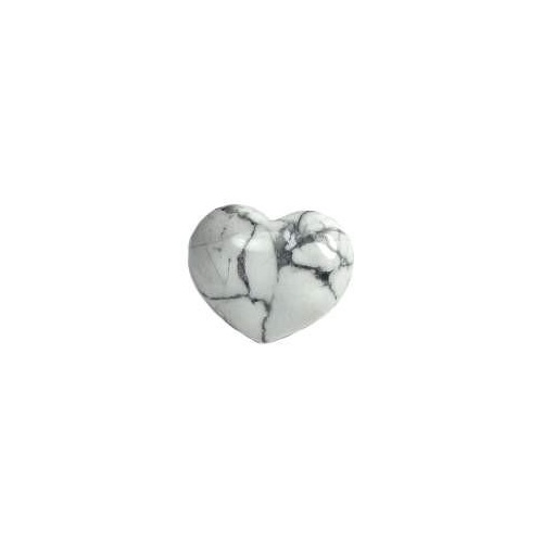 Carved Crystal PUFF HEART White Howlite 30mm