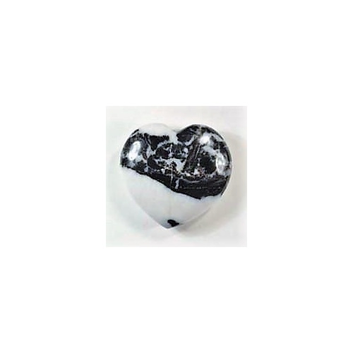 Carved Crystal PUFF HEART Zebra Marble 30mm