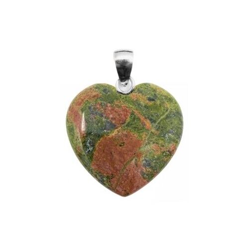 Carved Crystal Pendant Heart UNAKITE 20mm