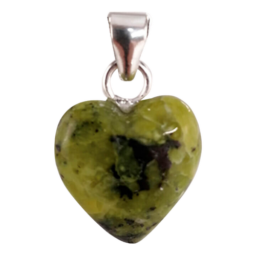 Carved Crystal Pendant Heart SERPENTINE 20mm