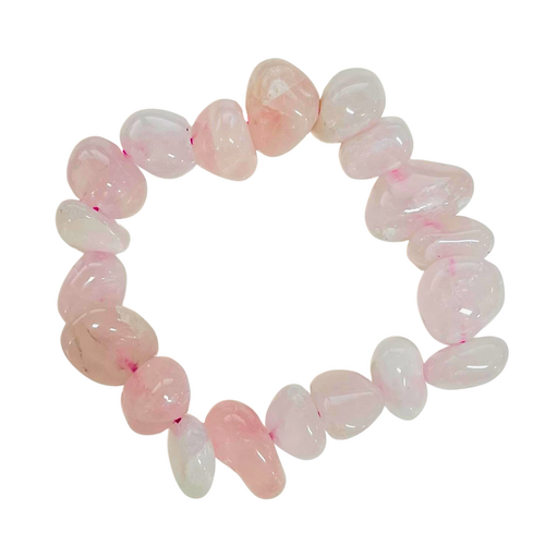 Crystal Bead Tumbled Bracelet ROSE QUARTZ 