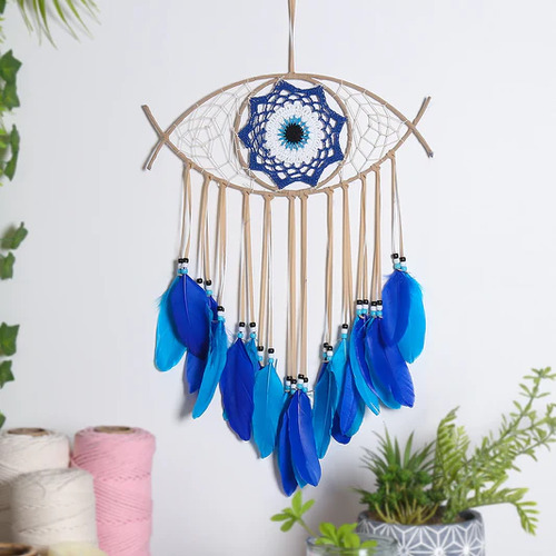 Dream Catcher Macrame EVIL EYE Natural
