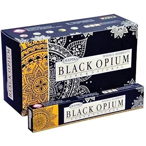 Deepika Incense Sticks BLACK OPIUM 15g BOX of 12 Packets