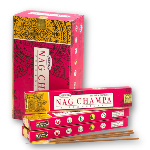 Deepika Incense NAG CHAMPA 15g BOX of 12 Packets