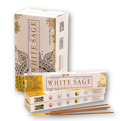 Deepika Incense WHITE SAGE 15g BOX of 12 Packets
