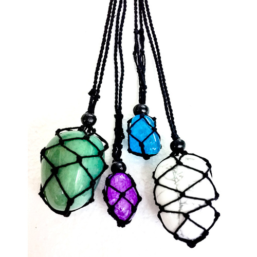 Gem Holder MACRAME BEADED BLACK Pack of 3 