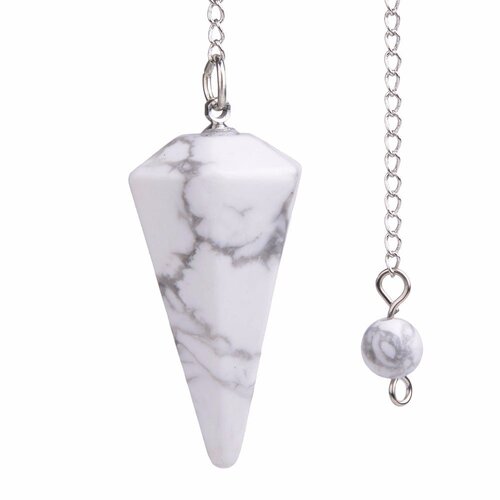 Gemstone Pendulum WHITE HOWLITE With Chain and Bead