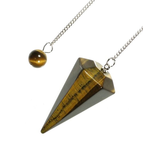 Gemstone Pendulum TIGER EYE with Chain and Bead