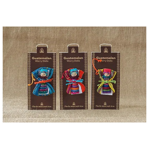 Guatemalan Worry Doll LARGE with Bag and Display Card