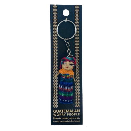 Guatemalan Worry Doll KEY RING on a Display Card