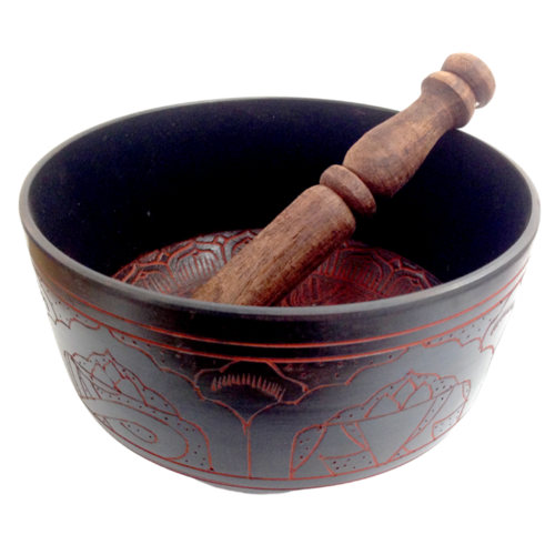 Indian SINGING BOWL ALUMINIUM w STICK 15cm dia