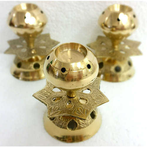 Incense & Cone Holder Brass LOTUS DELUXE Large 6cm