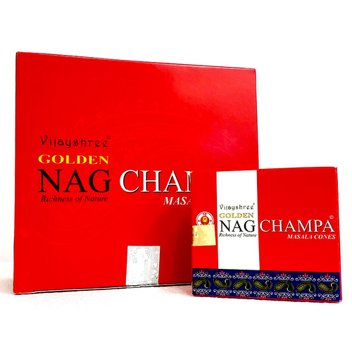 Vijayshree Cones GOLDEN NAG CHAMPA Box of 12 Packets