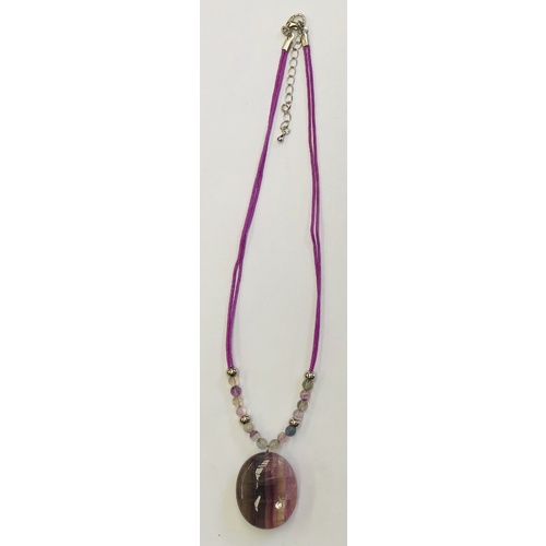 Pebble Necklace FLUORITE with Diamante
