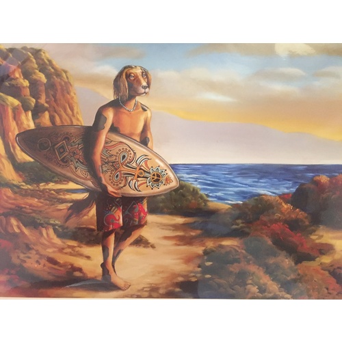 Poster Print Surfer Dog A3