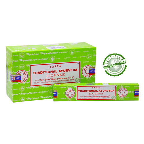 Satya Incense TRADITIONAL AYURVEDA 15g BOX of 12 Packets