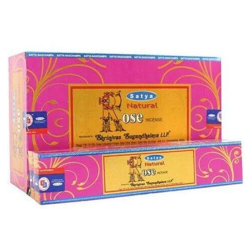 Satya Incense NATURAL ROSE 15g BOX of 12 Packets