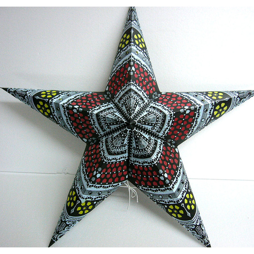 Star Hanging Lantern BLUE LEMON RED