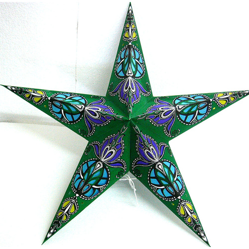 Star Hanging Lantern GREEN WHITE BLUE