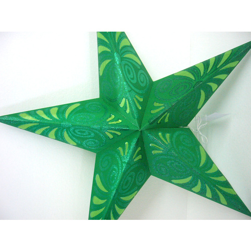 Star Hanging Lantern GREEN GREEN GLITTER